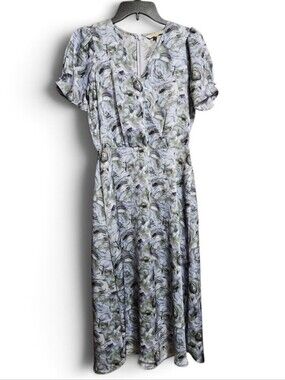 Downeast Abstract Floral V Neck Maxi Dress Cottagecore Size Small!
